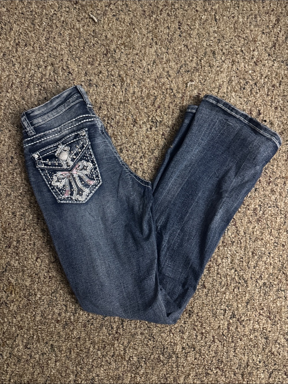 Sky Women's Dark Blue Bootcut Jeans with Embellished Pocket